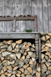 Woodpile, Bench, house wall, detail, Woodpile, Bench, house wall, detail,